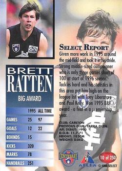 1996 Select AFL #10 Brett Ratten Back